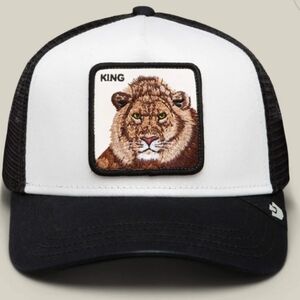 The Farm By Goorin Bros. Lion Patch "KING" Trucker Hat - Black and White - NEW!
